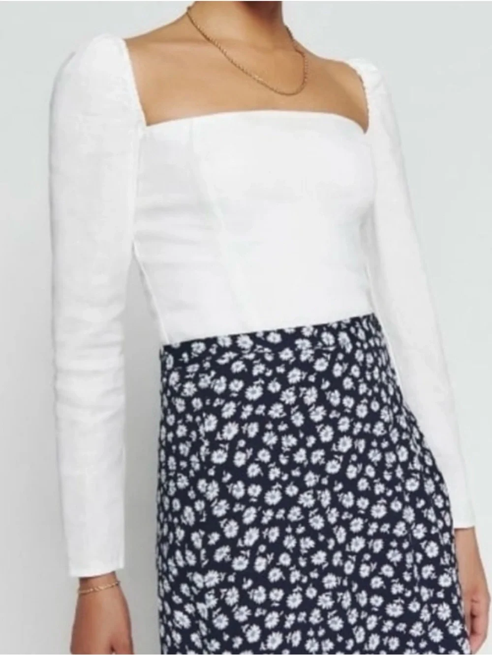 Reformation Khloe Linen Top in white